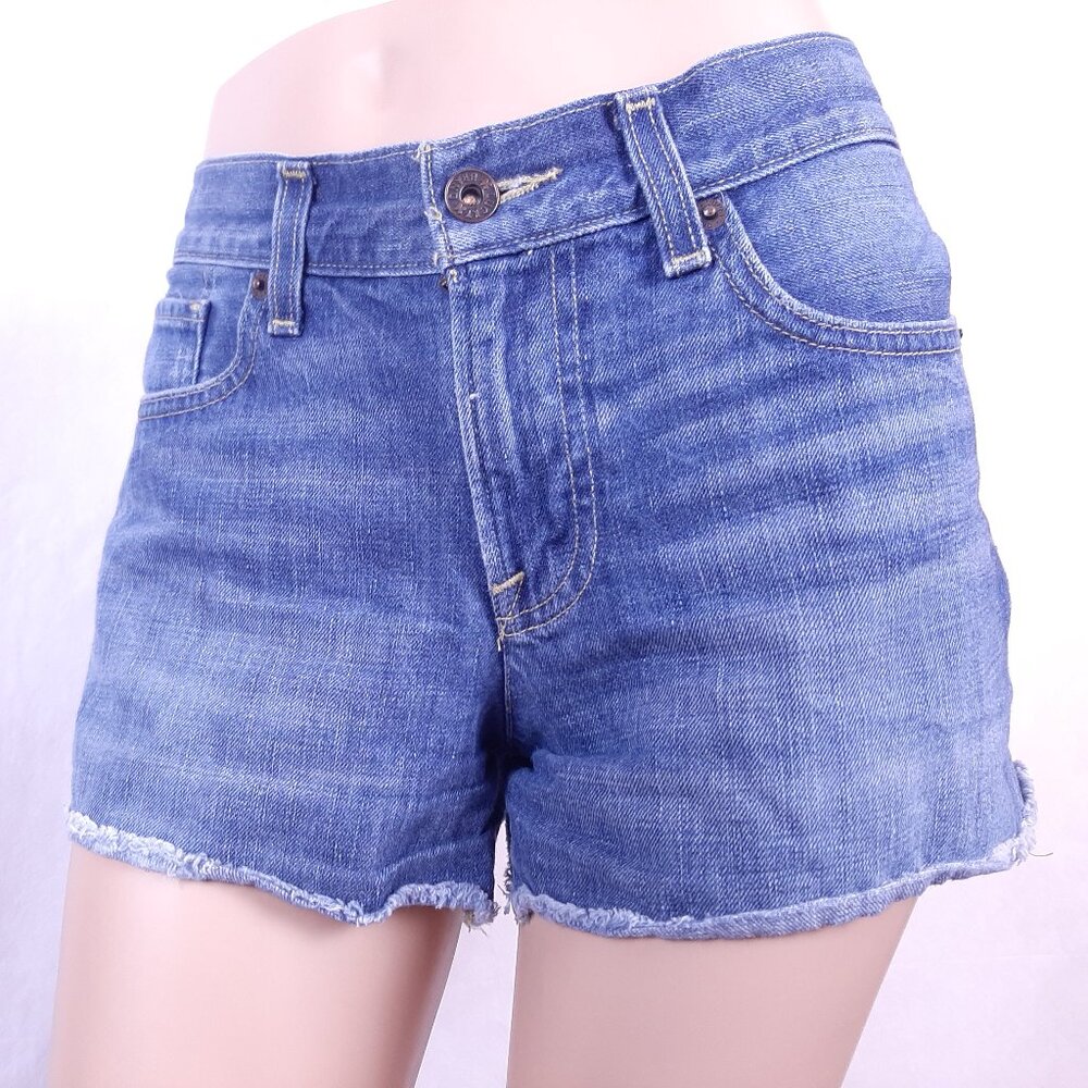 Lucky Brand Women's The Cut- Off Distressed Blue Denim Shorts Size 6 / 28 Lucky